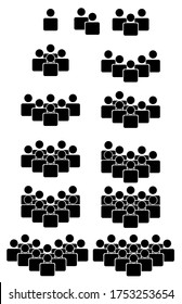 persona múltiple, icono de grupo, signo de multitud, símbolos. aislado