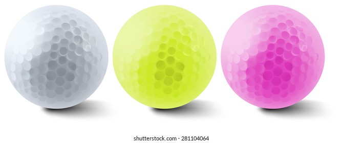 Mutli color three golf balls