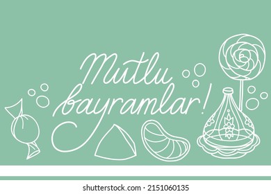 Mutlu bayramlar (Translation from Turkish: Happy Holidays) vector illustration. 