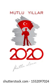 Mutlu yillar Turkiye. Translation: Happy New Year Turkey greeting card poster design