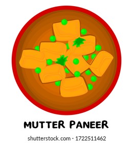 Mutter Paneer or Cottage cheese and Peas with Text