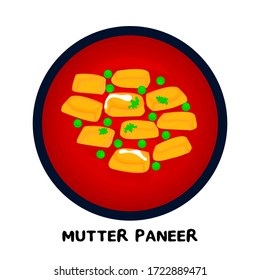 Mutter Paneer or Cottage cheese and Peas with Text