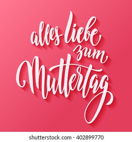 Muttertag Liebe Vektordruckkarte. Muttertag handgezeichnete Kalligrafie, die deutschen Titel. rosafarbener Hintergrund. 