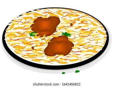 Mutton Biryani Indian Non Veg Food Vector