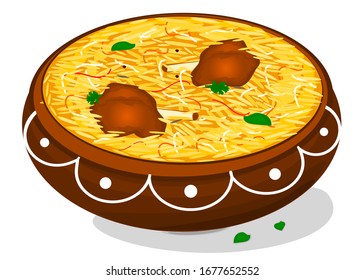 Mutton Biryani Indian Non Veg Food Vector