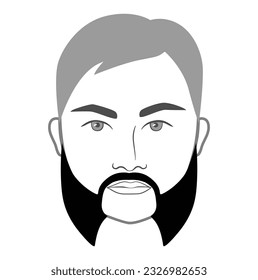 Mutton Chops Beard style men in face illustration Facial sideburns hair mustache. Vector grey black portrait male Fashion template flat barber. Stylish hairstyle isolated outline on white background.
