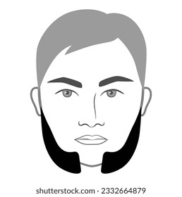 Mutton Chops Beard style men in face illustration Facial sideburns hair. Vector grey black portrait male Fashion template flat barber set. Stylish hairstyle isolated outline on white background.
