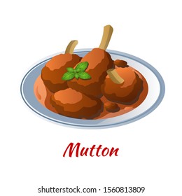 Mutton Curry Is Delicious And Famous Food Of Halal In Colored Gradient Design Icon,vector Illustration