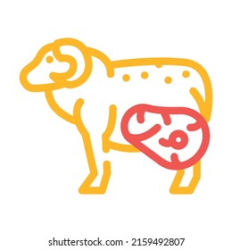 mutton farm animal meat color icon vector. mutton farm animal meat sign. isolated symbol illustration
