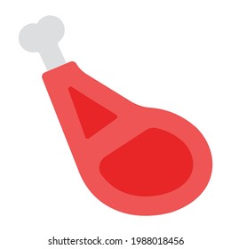 Icono de pieza de pierna de cordero en estilo plano 