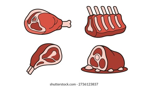 Mutton Line art color vector