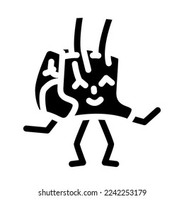 vector de icono de glifo de carácter de carne de cordero. signo de caracter de carne de cordero. ilustración de símbolo aislado