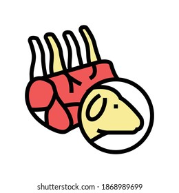 Mutton Fleisch Farbe Symbol Vektorgrafik. Mutton-Fleischzeichen. einzelne Symbolillustration