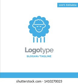 Mutton, Ram, Sheep, Spring Blue Solid Logo Template. Place for Tagline