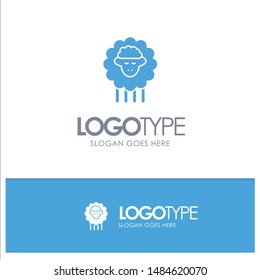 Mutton, Ram, Sheep, Spring Blue Solid Logo with place for tagline. Vector Icon Template background
