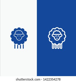 Mutton, Ram, Sheep, Spring Line and Glyph Solid icon Blue banner Line and Glyph Solid icon Blue banner