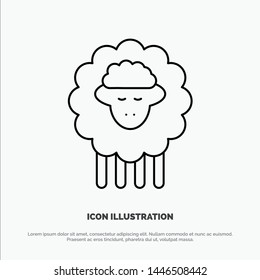 Mutton, Ram, Sheep, Spring Line Icon Vector