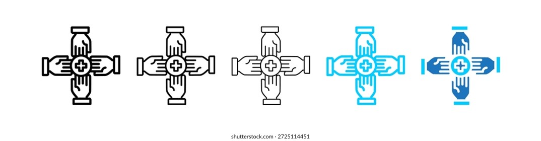Ilustración de conjunto de iconos de ayuda mutua