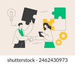 Mutual assistance abstract concept vector illustration. Mutual assistance program, help each other, business support, mobile banking, team work, group of people, shaking hands abstract metaphor.
