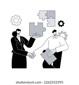 Mutual assistance abstract concept vector illustration. Mutual assistance program, help each other, business support, mobile banking, team work, group of people, shaking hands abstract metaphor.