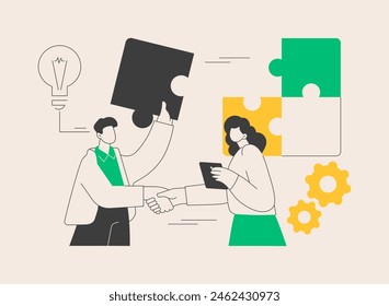 Mutual assistance abstract concept vector illustration. Mutual assistance program, help each other, business support, mobile banking, team work, group of people, shaking hands abstract metaphor.