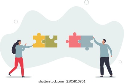Mutual cooperation, collaboration and partnership strategy to unite company.flat design with people.