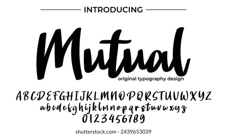 Mutual Font Stylish brush painted an uppercase vector letters, alphabet, typeface