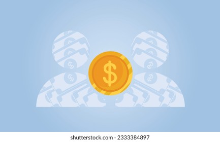 Mutual fund or entrepreneurship .on blue background.Vector Design Illustration.