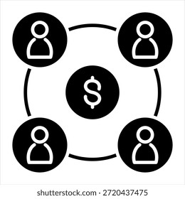 Ilustración vectorial de iconos de glifo de fondo mutuo