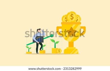 Mutual fund or growing investment, wealth profit growth or earning increase, savings or wealth management, pension fund concept vector illustration
