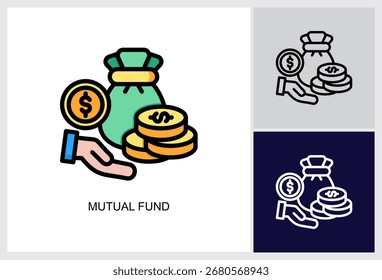 Ícone de fundo mútuo Ilustração de vetor de vários estilos