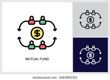 Mutual Fund icon Multi Style Vector Illustration