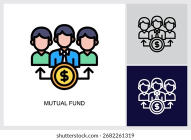 Mutual Fund icon Multi Style Vector Illustration