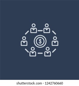 Mutual fund icon. Trendy flat vector line Mutual fund icon on dark blue background from Business  collection. 