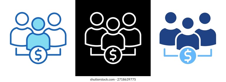 Ilustración vectorial de estilo triple de Mutual Fund Icon