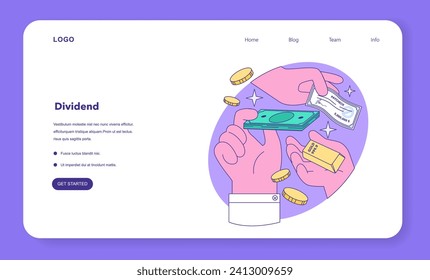 Mutual fund web banner or landing page. Investment fund, asset portfolio invested in stocks. Character investing money with the prospect of profit. Modern investment vehicle. Flat vector illustration