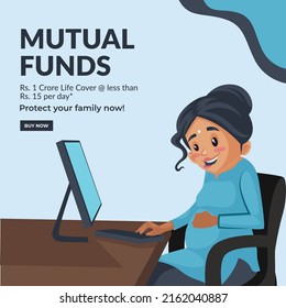 Mutual funds cartoon style banner design. 