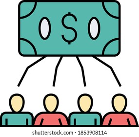 Concepto de fondos mutuos, diseño de iconos de vectores de financiación colectiva, símbolo de inversores y financieros sobre fondo blanco, signo de capitalismo empresarial y finanzas,