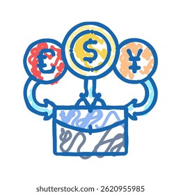 ícone doodle do conselheiro financeiro de fundos mútuos vetor de esboço. sinal do conselheiro financeiro de fundos mútuos. ilustração de símbolo isolado