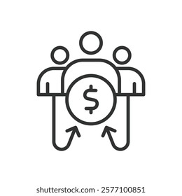 Mutual funds, icon in line design. Mutual funds, investment, finance, portfolio, diversification, stocks, bonds on white background vector. Mutual funds editable stroke icon