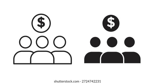 Ícone de fundos mútuos vetores simples em preto, adequado para projetos