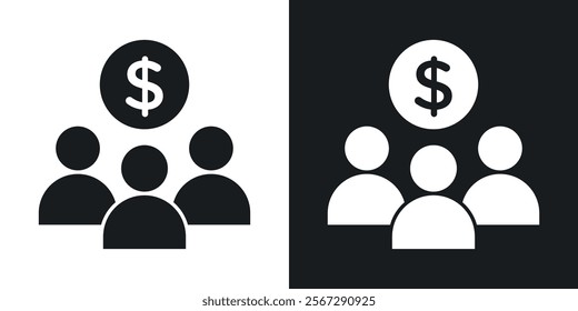 Mutual funds icons in solid black and white colors