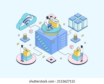 Mutual Funds Isometric Illustration Lineal Color. Suitable for Mobile App, Website, Banner, Diagrams, Infographics, and Other Graphic Assets.