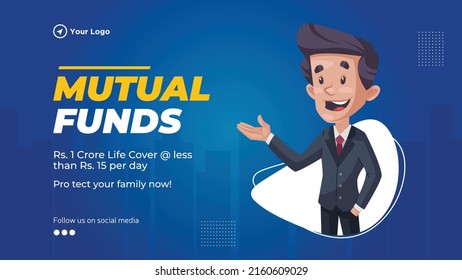 Mutual funds landscape banner design template. 