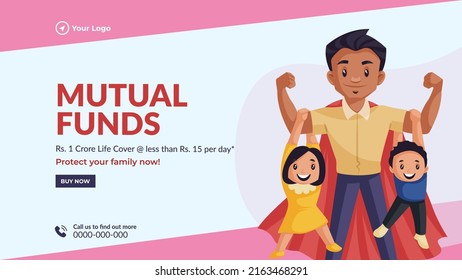 Mutual funds landscape banner design template.  