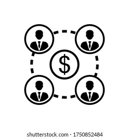 Vektor-Symbol des Fonds auf Gegenseitigkeit. Empfehlungssystem-Illustrationszeichen. Banksymbol. Budgetlogo.