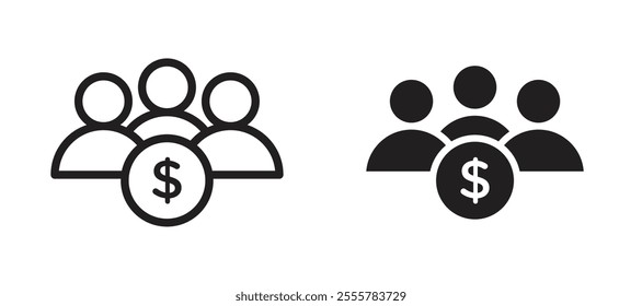 Mutual funds vector icon set in black color.