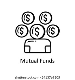 Mutual Funds vector  outline doodle Design illustration. Symbol on White background EPS 10 File
