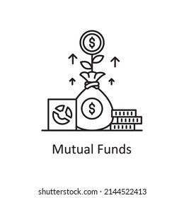 Mutual Funds vector Outline Icon Design illustration. Business Partnership Symbol on White background EPS 10 File