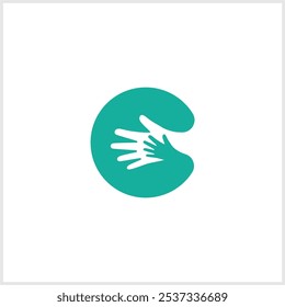 ajuda mútua mãos logotipo letra c
